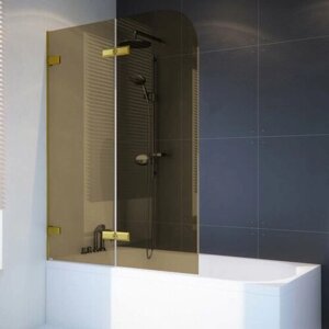 Шторка на ванну GWMPTRPL862B-66 115x160 см, цвет фурнитуры золотой металлик, цвет стекла бронзовый, стекло закаленное 6 мм, открывание двери левое / правое