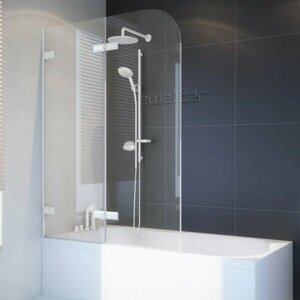 Шторка на ванну GWMPTRPL862B-66 120x160 см, цвет фурнитуры белый матовый, цвет стекла выбеленный, стекло закаленное 6 мм, открывание двери левое / правое