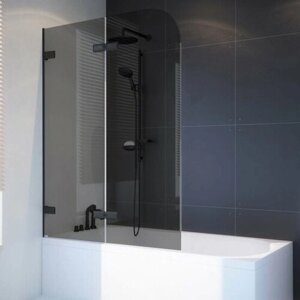 Шторка на ванну GWMPTRPL862B-66 120x160 см, профиль черный матовый, цвет стекла графитовый, стекло закаленное 6 мм, открывание двери левое / правое