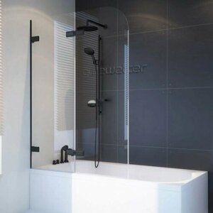 Шторка на ванну GWMPTRPL862B-66 85x160 см, профиль черный матовый, цвет стекла бесцветный, стекло закаленное 6 мм, открывание двери левое / правое