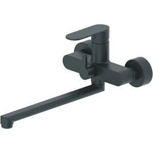 Смеситель для ванны Haiba HB22590-7 с длинным, поворотным изливом и переключателем в корпусе, цвет: черный, материал: латунь