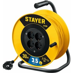 STAYER M-315, ПВС, 3 x 1.5 мм2, 30 м, 3500 Вт, силовой удлинитель на катушке (55078-30)