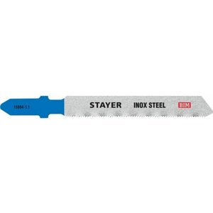 STAYER T118GF, T-хвост, Bi-Metal, по металлу 0.5-1.5 мм, шаг зуба 1.1 мм, раб. длина 50 мм, 2 шт, полотна для лобзика, Professional (15994-1.1)