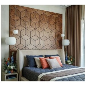 Стеновая панель из дерева, 30 шт, шпон натурального дуба, AIS DESIGN studio