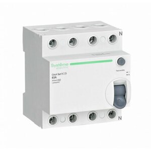Systeme Electric City9 Set Выключатель дифференциального тока (ВДТ) 63А 4P 300мА Тип-AC 400В