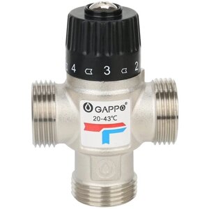 Термостатический смесительный клапан для систем отопления и ГВС Gappo G1442.05 3/4" 35‒60°С