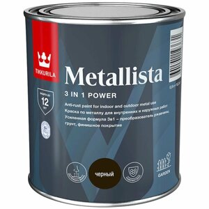 Tikkurila Metallista / Тиккурила Металлиста краска по ржавчине для внутренних и наружных работ 2,3л черный