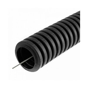Труба гофрированная ПНД 25 мм с протяжкой легкая (черная) (50м)
