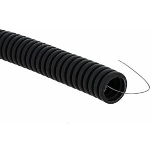 Труба гофрированная ПВХ d16мм с протяжкой черн. (уп. 100м) Plast EKF tg-z-16-100-black