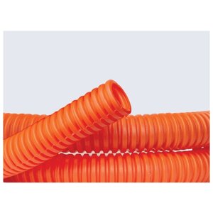 Труба ПНД гибкая гофра д. 25мм, тяжёлая с протяжкой, 50м, цвет оранжевый (упак. 50м) 71525 DKC