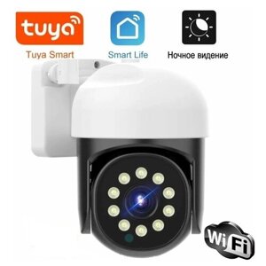 Умная Wi-Fi уличная камера Tuya Smart, поворотная PTZ, карта до 128гб, датчик движения, ночной режим