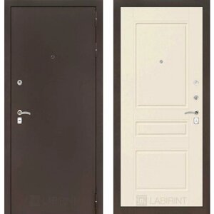 Входная дверь Labirint Classic "Антик медный" 03 "Крем софт" 960x2050, открывание правое