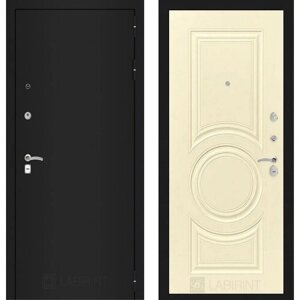 Входная дверь Labirint Classic "Шагрень черная" 23 "Шампань Soft-touch" 880x2050, открывание правое