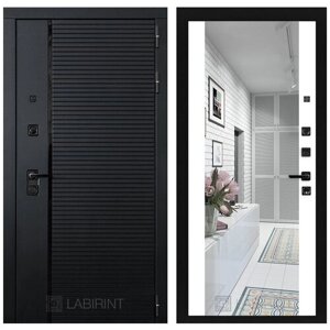 Входная дверь металлическая в квартиру PIANO с внутренней панелью зеркало максимум, цвет белый софт, размер по коробке 880х2050, левая