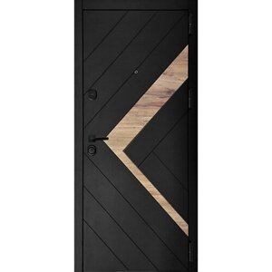 Входные двери Спарта Чёрный Кварц, дуб бомонт лофт/ Белый матовый, 950x2030 / Правое