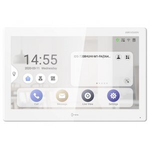 Видеодомофон IP для дома Hikvision на Android/ Cенсорный цветной экран 10.1″ с разрешением 1024600/ DS-KH9510-WTE1(B)/ с Wi-Fi/ Умный дом/белый цвет