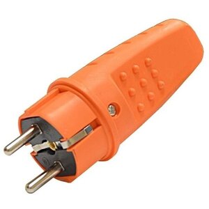 Вилка электрическая прямая 1ф 16А 250В IP44 с заземл. каучук оранж. (еврослот) код. 3031 | Universal (10шт. в упак.)