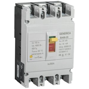 Выключатель автоматический 3п 250А 25кА ВА66-35 GENERICA IEK SAV30-3-0250-G (6шт. в упак.)