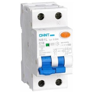 Выключатель автоматический дифференциального тока 1п+N B 20А 30мА тип AC 10кА NB1L (36мм) (R) CHINT 203100
