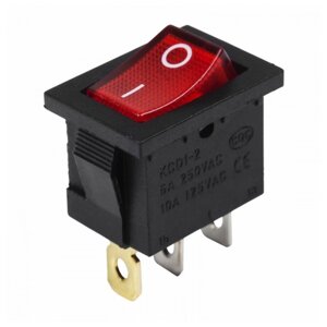 Выключатель клавишный 24V 15А (3с) ON-OFF красный с подсветкой Mini Rexant, 1шт
