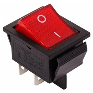 Выключатель клавишный Rexant 36-2340 250V 20А (4с) ON- OFF красный с подсветкой, 10шт