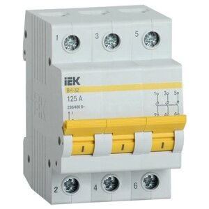 Выключатель нагрузки (мини-рубильник) ВН-32 3Р 125А IEK MNV10-3-125 (6шт. в упак.)