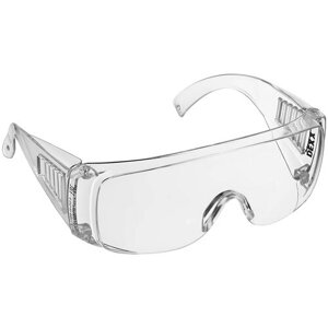 Защитные прозрачные очки DEXX широкая монолинза с дополнительной боковой защитой и вентиляцией, открытого типа.