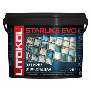 Затирка для плитки двухкомпонентная на эпоксидной основе Litokol Starlike EVO (5кг) S. 105 bianco titanio