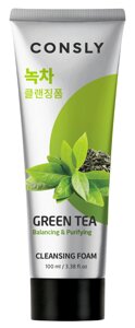 CONSLY Пенка балансирующая кремовая с экстрактом зеленого чая для умывания 100 мл