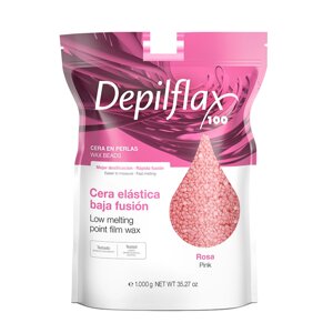 DEPILFLAX 100 Воск пленочный в гранулах, розовый / Pink Film Wax 1000 г