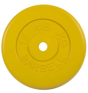 Диск обрезиненный d26мм MB Barbell MB-PltC26-15 15 кг желтый