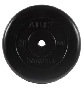 Диск обрезиненный d31мм MB Barbell Atlet 20кг черный MB-AtletB31-20