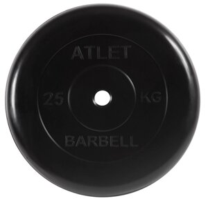 Диск обрезиненный d31мм MB Barbell Atlet 25кг черный MB-AtletB31-25