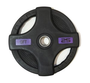 Диск олимпийский обрезиненный Original Fit. Tools с двумя хватами 25 кг FT-2HGP-25 черный