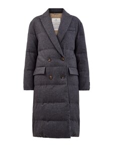 Двубортное пальто кроя oversize из плотной шерстяной ткани