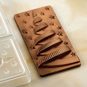 Форма для шоколада Chocolate Bar Xmas night 154х77мм h15мм, 100гр, 3 ячейки, п/к Pavoni PC5059FR
