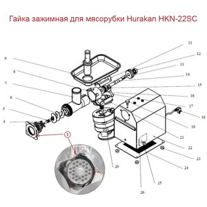 Гайка зажимная для мясорубки Hurakan HKN-22SC