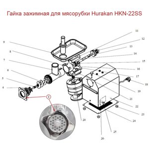 Гайка зажимная для мясорубки Hurakan HKN-22SS