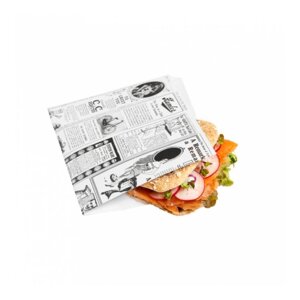 Конвертик для еды "Газета", 13х14 см 1000 шт/уп, жиростойкий пергамент Garcia De Pou | 186.24