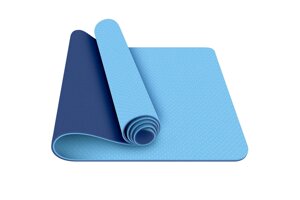 Коврик для йоги 183х61х0,6см Sportex ТПЕ E42688-2 голубо\синий