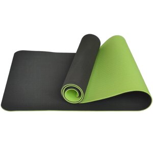 Коврик для йоги 183x61x0,6 см Sportex ТПЕ E33582 т. зеленый/салатовый
