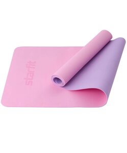 Коврик для йоги и фитнеса 183x61x0,4см Star Fit TPE FM-201 розовый пастель\фиолетовый пастель
