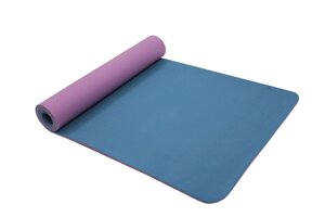Коврик для йоги и фитнеса 183x61x0,6см Bradex TPE двухслойный SF 0402 фиолетовый, голубой