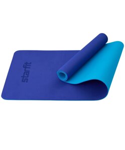 Коврик для йоги и фитнеса 183x61x0,6см Star Fit TPE FM-201 синий\темно-синий