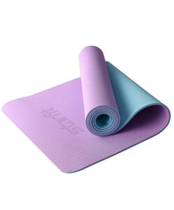 Коврик для йоги и фитнеса Star Fit FM-201, TPE, 183x61x0,6 см, фиолетовый пастель/синий пастель