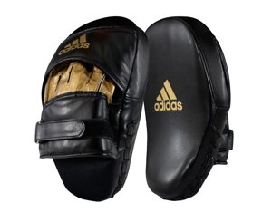 Лапы Adidas Training Curved Focus Mitt Short черно-золотые adiSBAC01