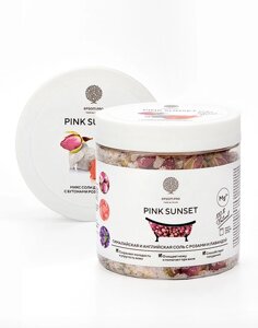 Микс для ванной с цветками лаванды и чайной розы «PINK SUNSET» 480 г (в банке) Epsom. pro