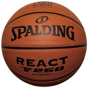 Мяч баскетбольный Spalding TF-250 React 76968z, р. 6, FIBA Approved, композит. кожа (ПУ), коричн-черн.