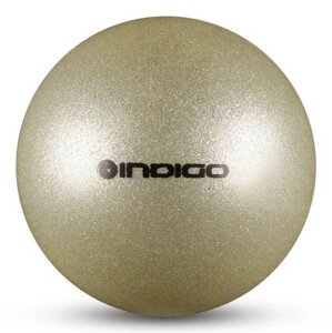 Мяч для художественной гимнастики металлик d19 см Indigo IN118 с блеcтками серебряный