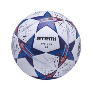 Мяч футбольный Atemi STELLAR-2.0, PU+EVA, бел/син/оранж., р. 5, Thermo mould (б/швов)